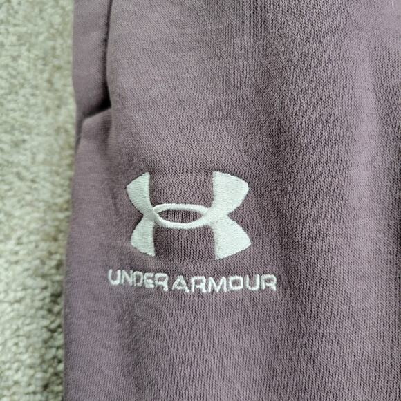 Under Armour Essentials Sweat Pants Mens M Pink Mauve Gym Cozy Fleece Joggers - Picture 2 of 14